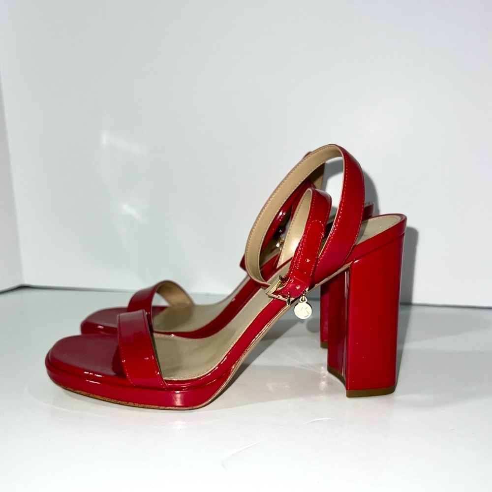 MICHAEL BY MICHAEL KORS Sexy Red Ankle Strap Charm 3.5" Hi Heel Shoes Sz.‎ 6.5